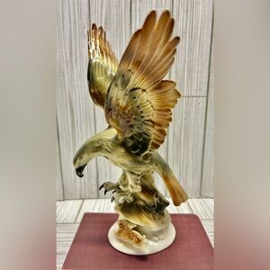 Gräfenthal Porcelain Figurine Eagle Catches a Hare 11" Vintage 1940s